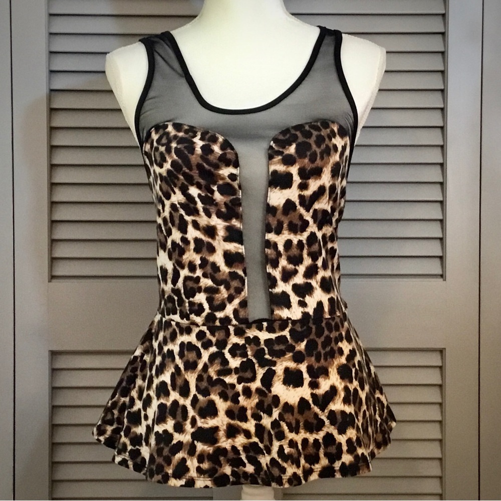 Love J Vintage Leopard Print Peplum Top - Picture 2 of 6